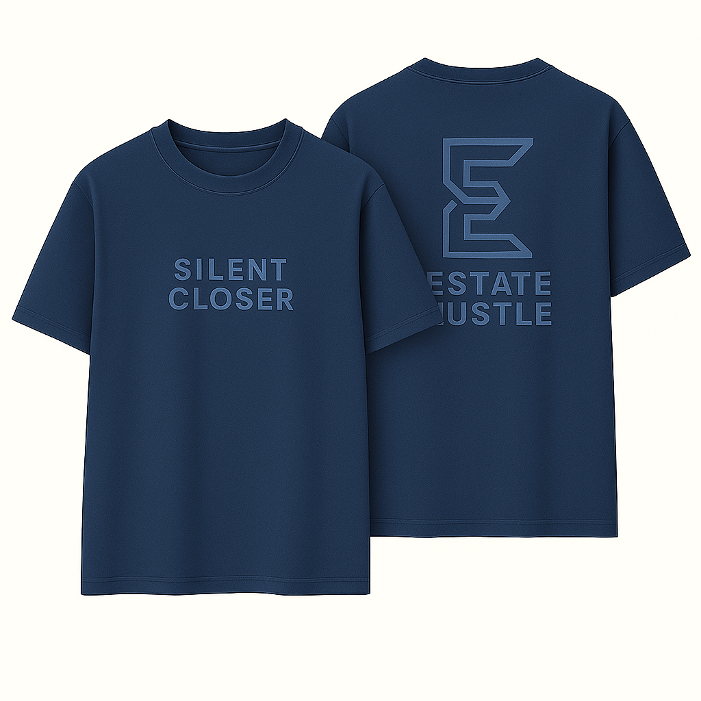 “SILENT CLOSER” Tee – Estate Hustle® (Blackout Edition)