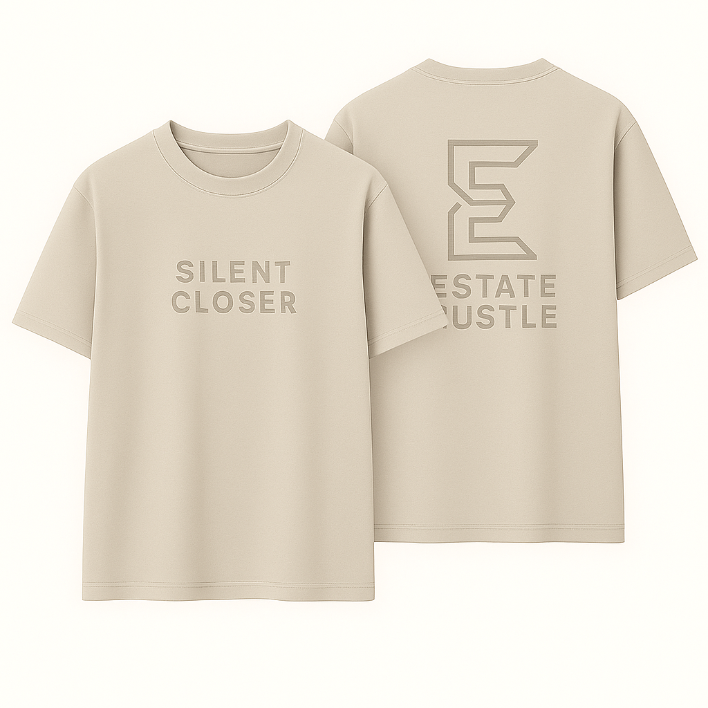 “SILENT CLOSER” Tee – Estate Hustle® (Blackout Edition)